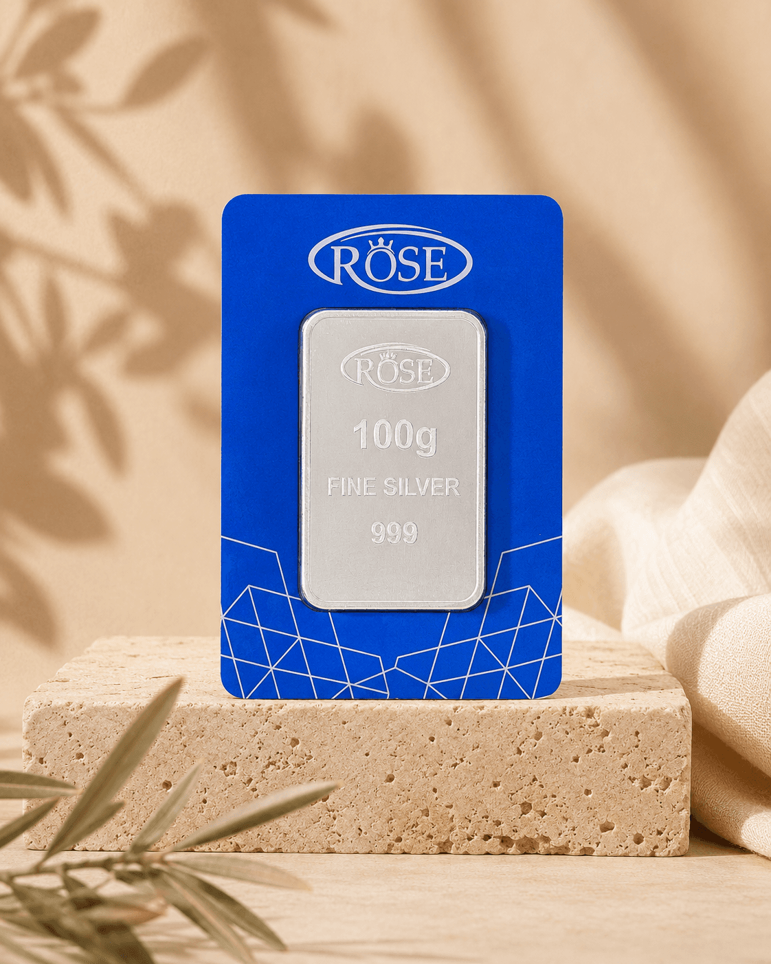 شمش نقره رز 100 گرمی — تصویر ۱